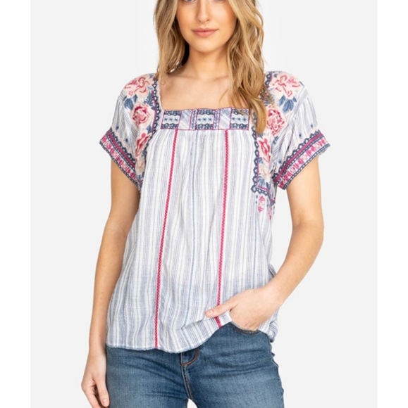 Johnny Was Tops - Johnny Was Kiernan Crop Peasant Blouse